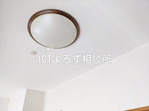 洋室の天井（照明器具）の写真フリー素材